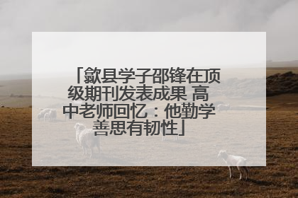 歙县学子邵锋在顶级期刊发表成果 高中老师回忆：他勤学善思有韧性